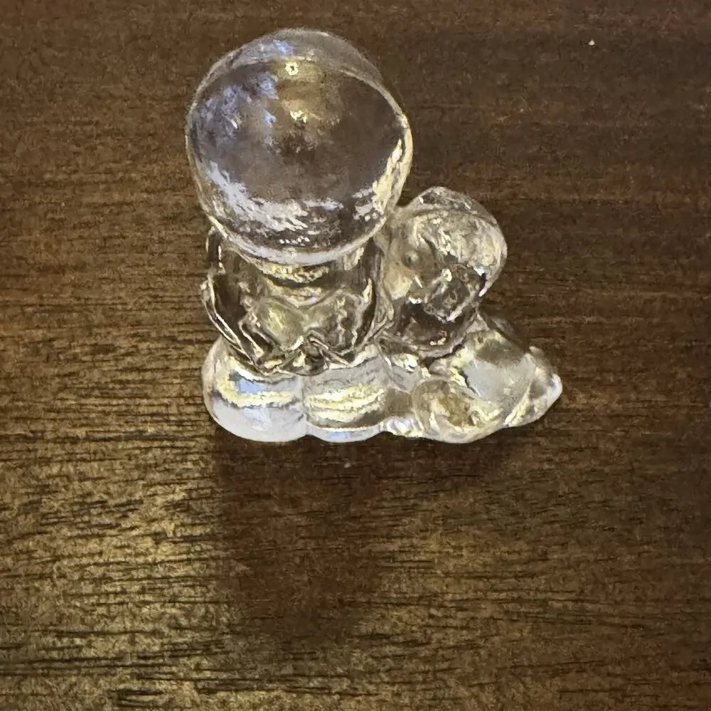 Vintage Clear Glass Girl with Puppy Dog Figurine 2 1/2
